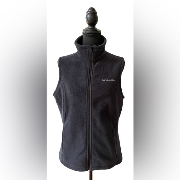Columbia: Charcoal Black Fleece Zip Up Vest - Picture 15 of 15